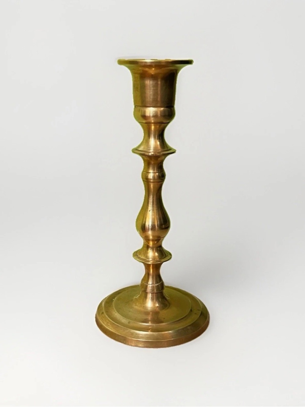 6.5" Vintage MCM Solid Polished Brass Candlestick Made in India